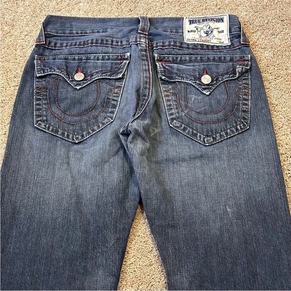 TRUE RELIGION Denim Jeans Blue Men's Size 32 #112790 Straight Leg Distressed EUC - Picture 9 of 16